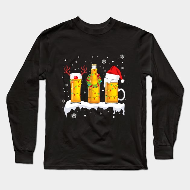 Christmas Beer T-Shirt Reindeer Beer Long Sleeve T-Shirt by TeeSky